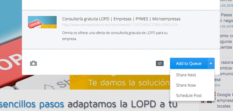 Enviar contenido Buffer