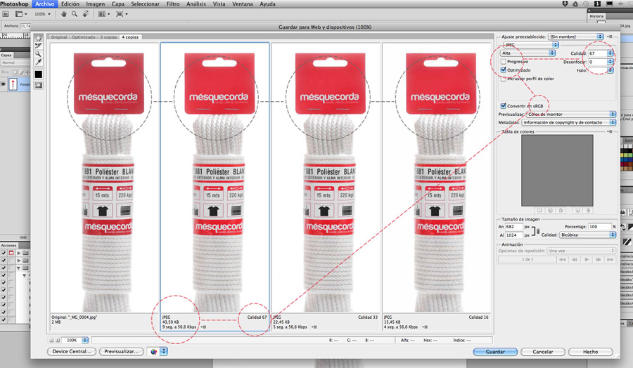 Guardar fotograf&iacute;a para web